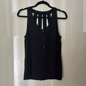 Black Sleeveless Button-Down Top